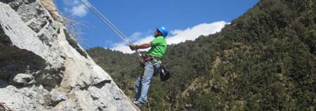 Visitors-performing-Rock-Climbing-Churwadhar-Camping-Rajagarh-Himachal-Pradesh